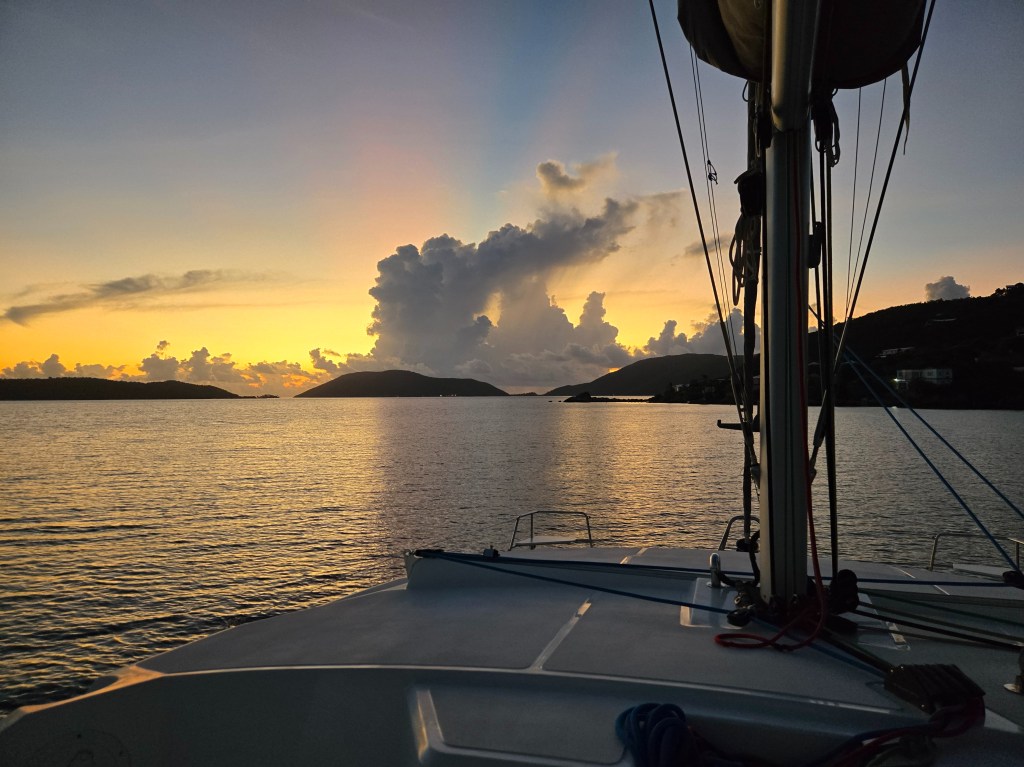 A golden sunset on the horizon