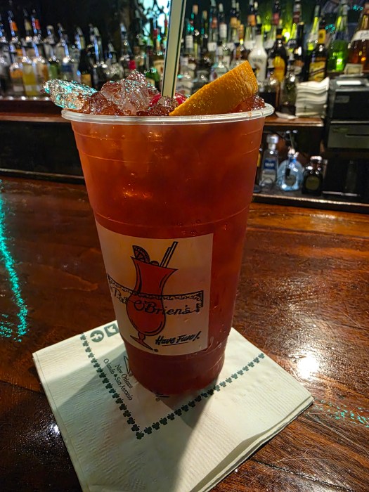 Hurricane cocktail from Pat O'Briens in New Orleans
